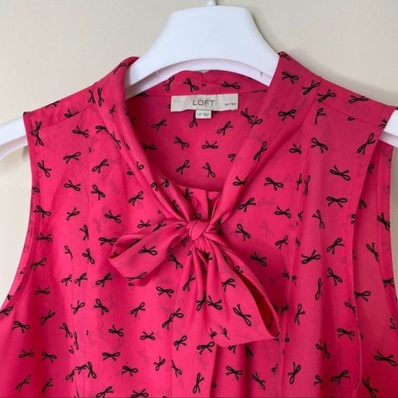 Ann Taylor LOFT Bow Sleeveless Neck Tie Blouse - Picture 2 of 5